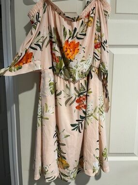 New York & Company Blush Pink Floral Off-Shoulder Dress